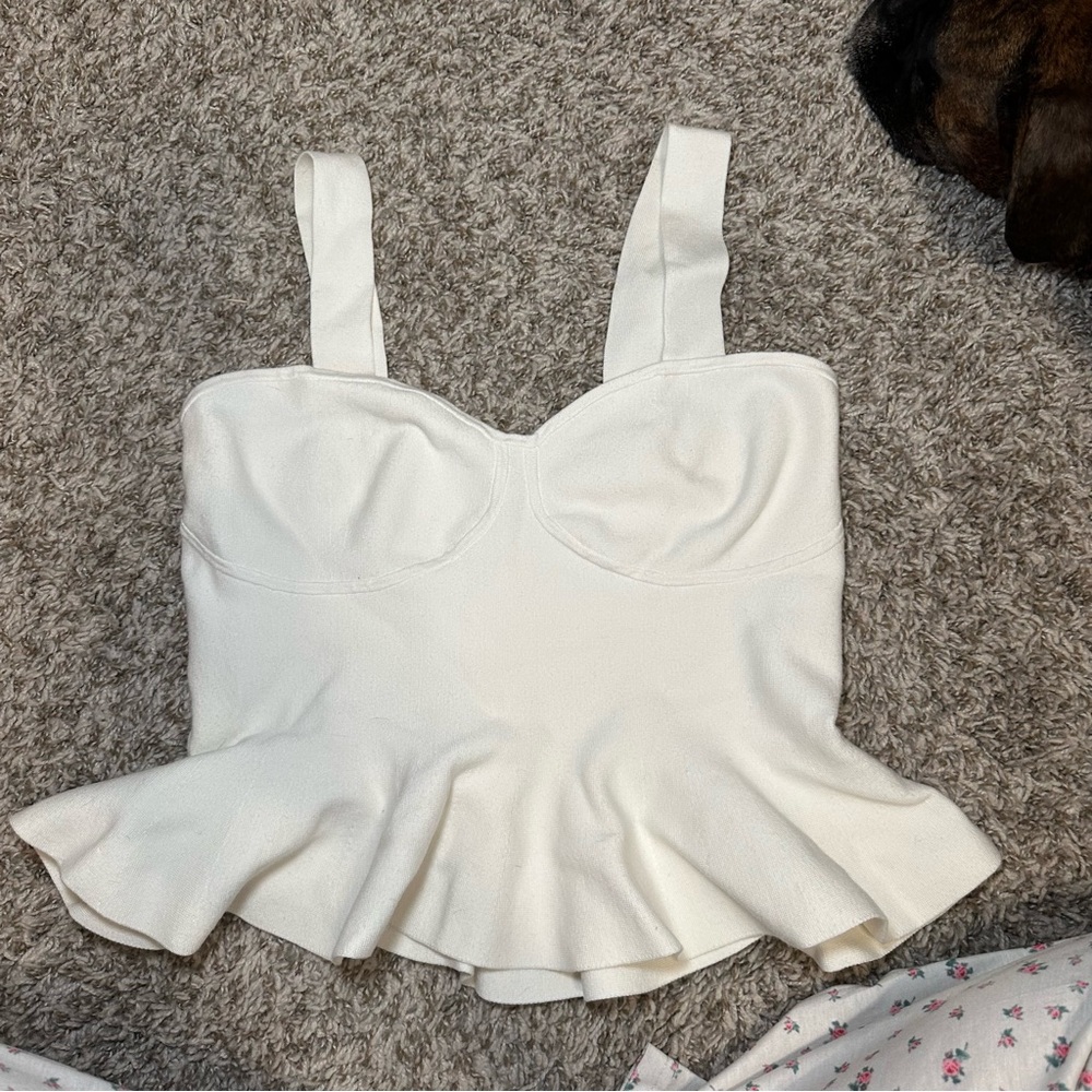 Express White Peplum Crop Top